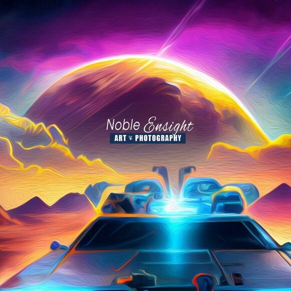 Back To The Future Delorean Fantasy Art Illustration Oil Painting Print - Picture 6 of 6